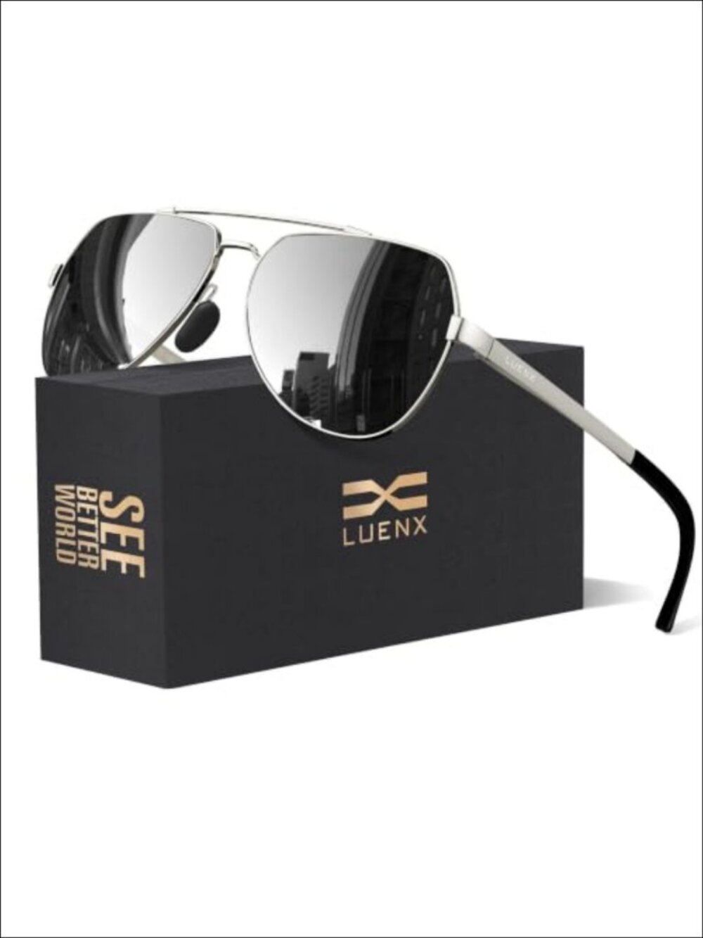 Luenx Aviator Polarized Sunglasses UV400 Stainless Steel Spring Hinges